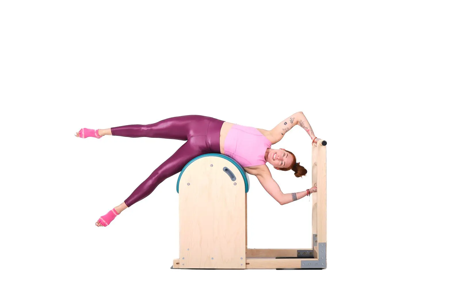 side stretch on the ladder barrel online pilates classes