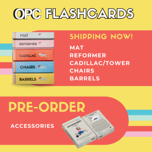 opc pilates flashcards mat, reformer, cadillac, wunda chair, barrels, props & accessories