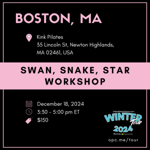 dec. 18 '24 3:30pm et boston ma swan snake star workshop online pilates classes