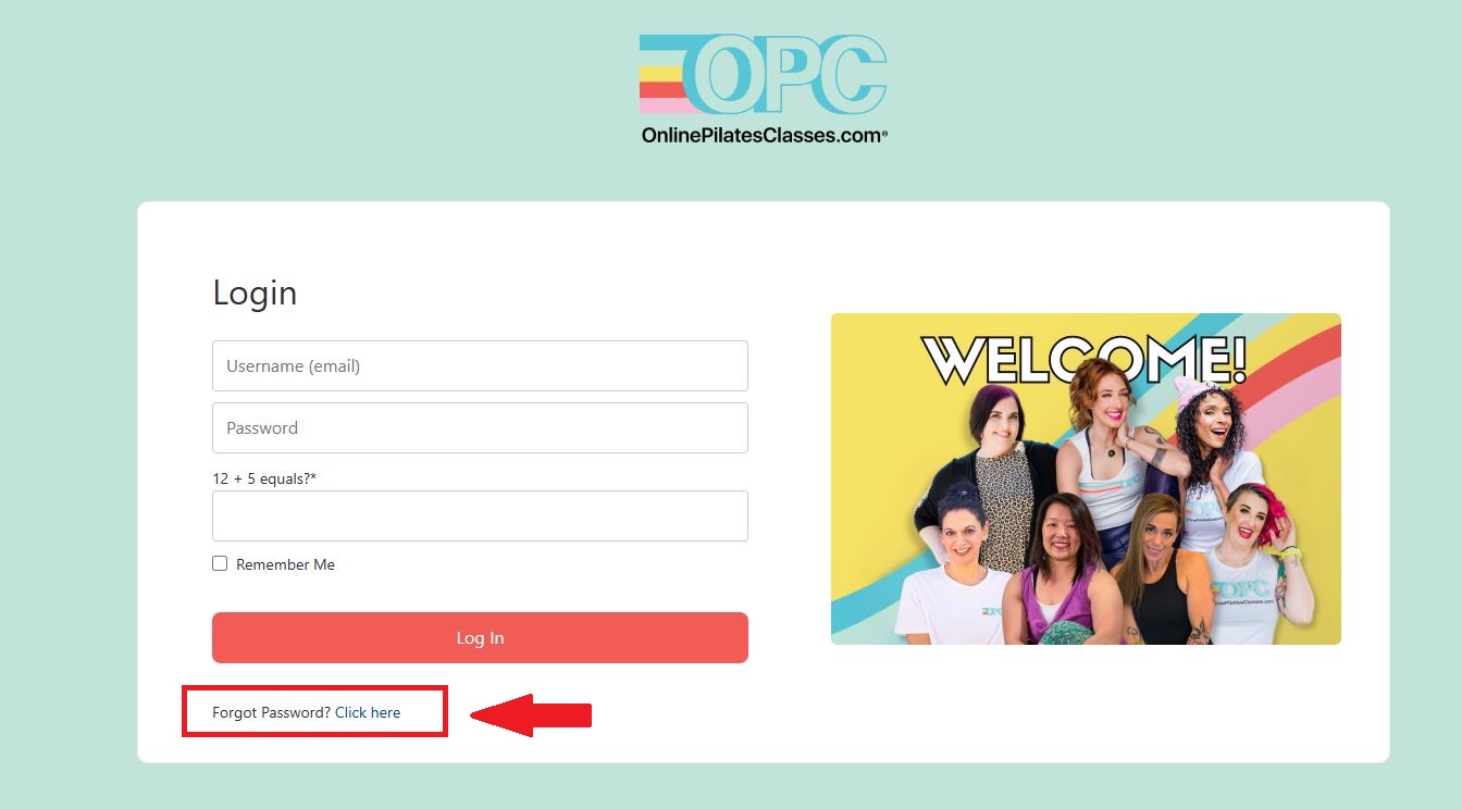 forgot password online pilates classes