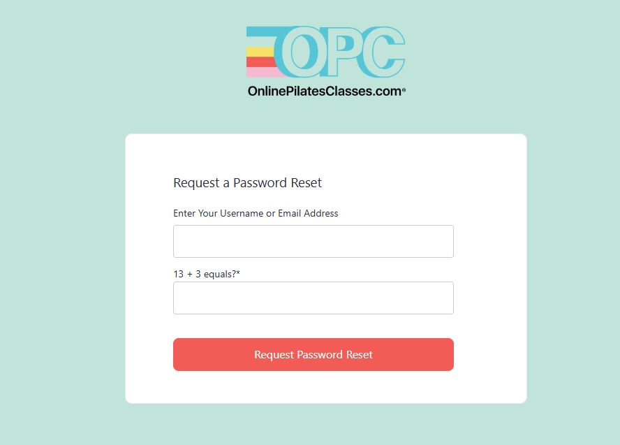 request password reset online pilates classes