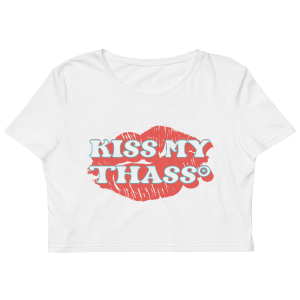 OPC-Kiss-My-Thass®-Organic-Crop-Top-white - Online Pilates Classes
