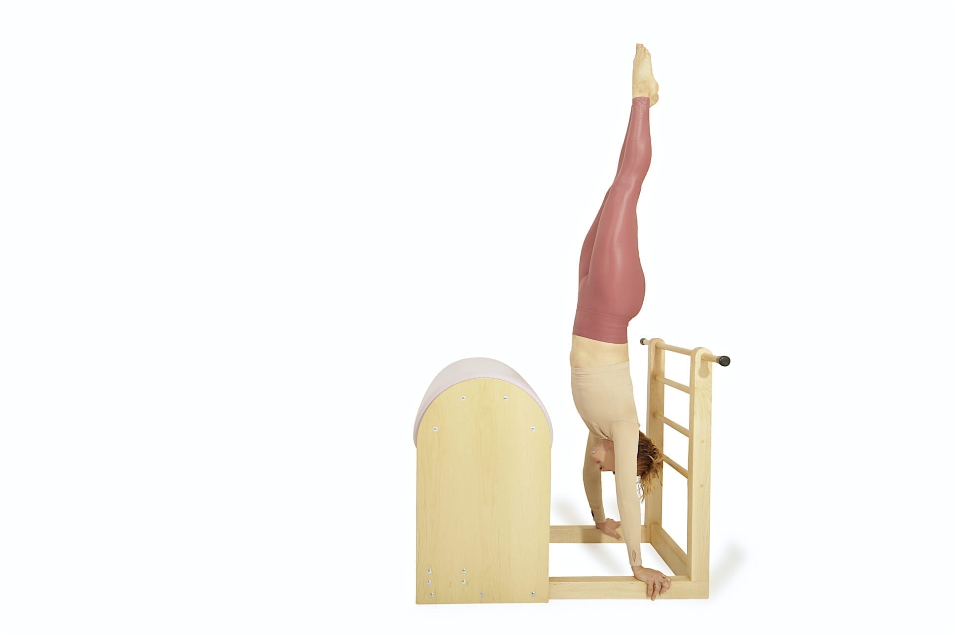 Handstand-on-the-Ladder-Barrel-Lesley-Logan Online Pilates Classes