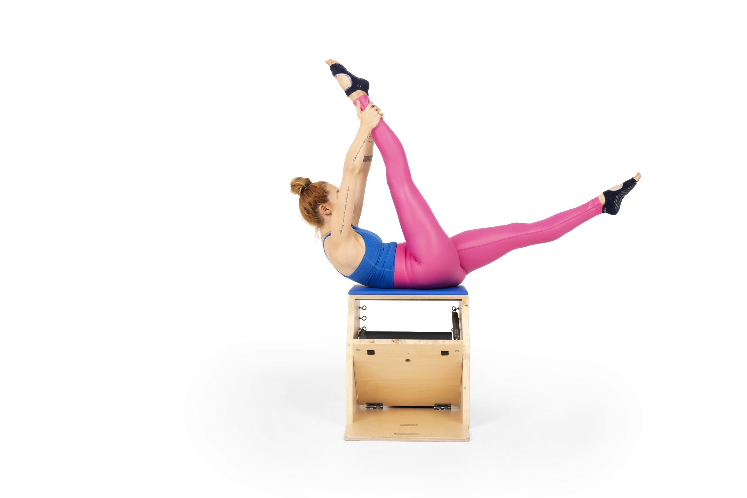 Single Straight Leg Stretch (Ab Series 3) on the Wund Chair - Online Pilates Classes