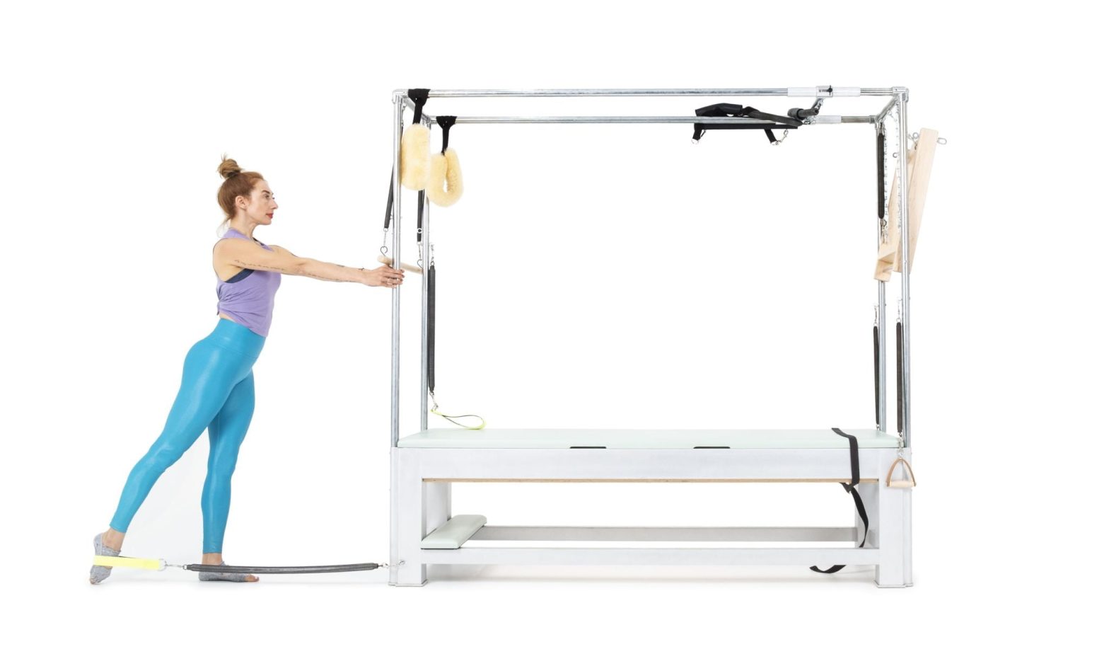 Standing Single Leg Spring on the Cadillac or Tower Online Pilates Classes