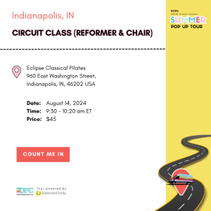 aug. 14 '24 9:30am et indianapolis in circuit class: reformer & chair - online pilates classes